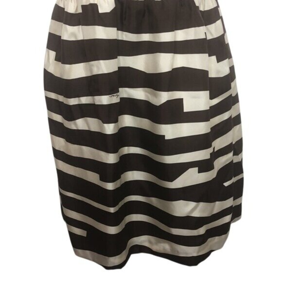 Milly Zebra Silk Cocktail Dress Brown Cream Halter Chain Strap Sleeveless Size 2 - Picture 11 of 16